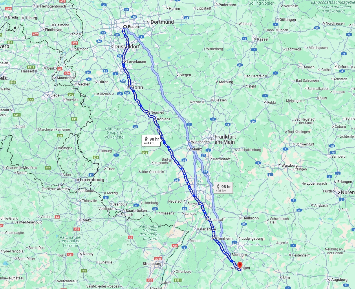 Anreise von Essen Zu Reutlingen Über 