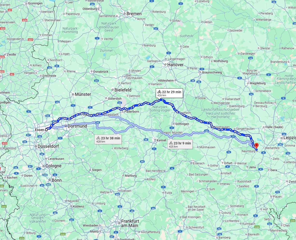 Anreise von Essen Zu Saale Über 