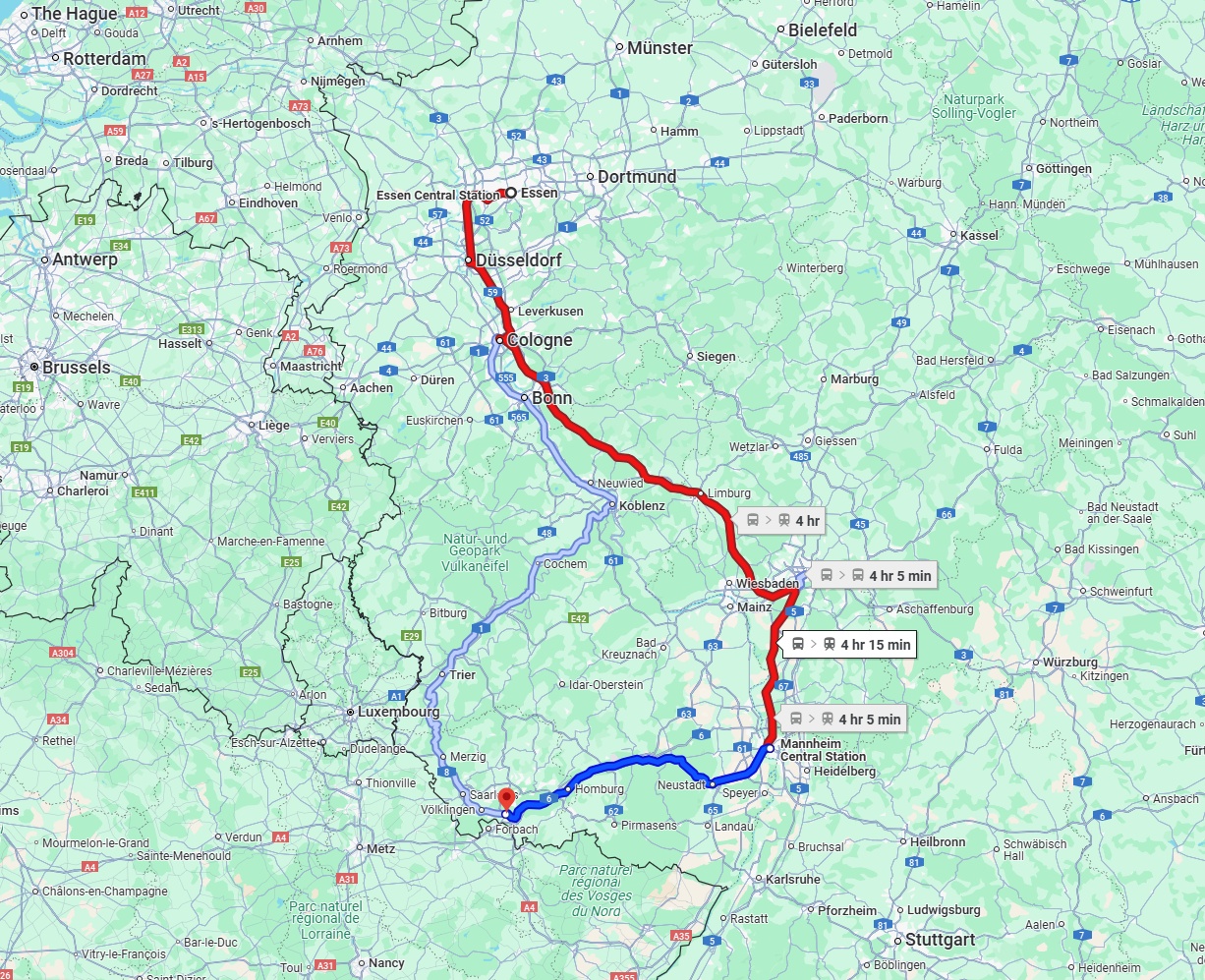 Anreise von Essen Zu Saarbrücken Über 
