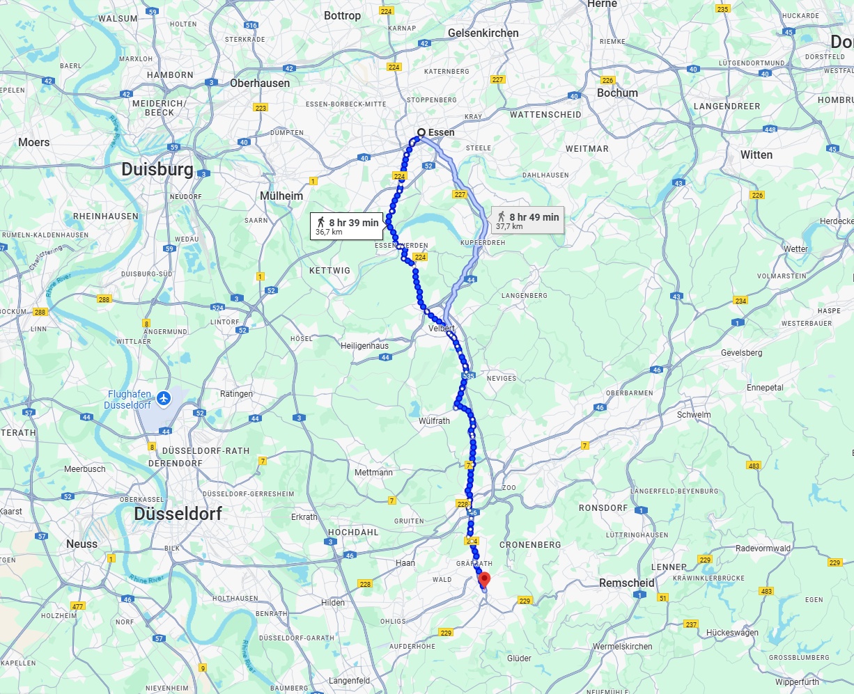 Anreise von Essen Zu Solingen Über 