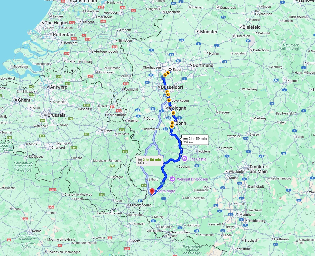 Anreise von Essen Zu Trier Über via A3