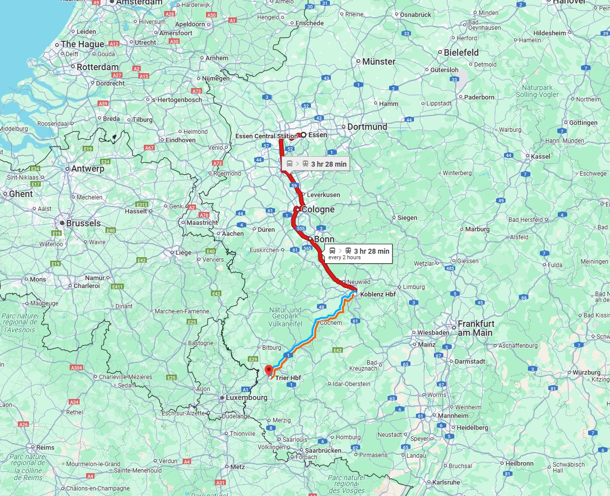 Anreise von Essen Zu Trier Über 