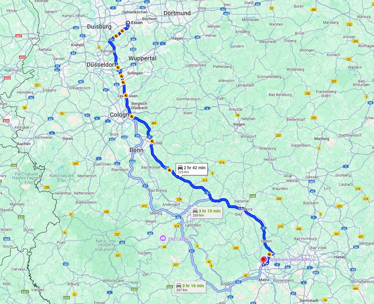 Anreise von Essen Zu Wiesbaden Über via A3