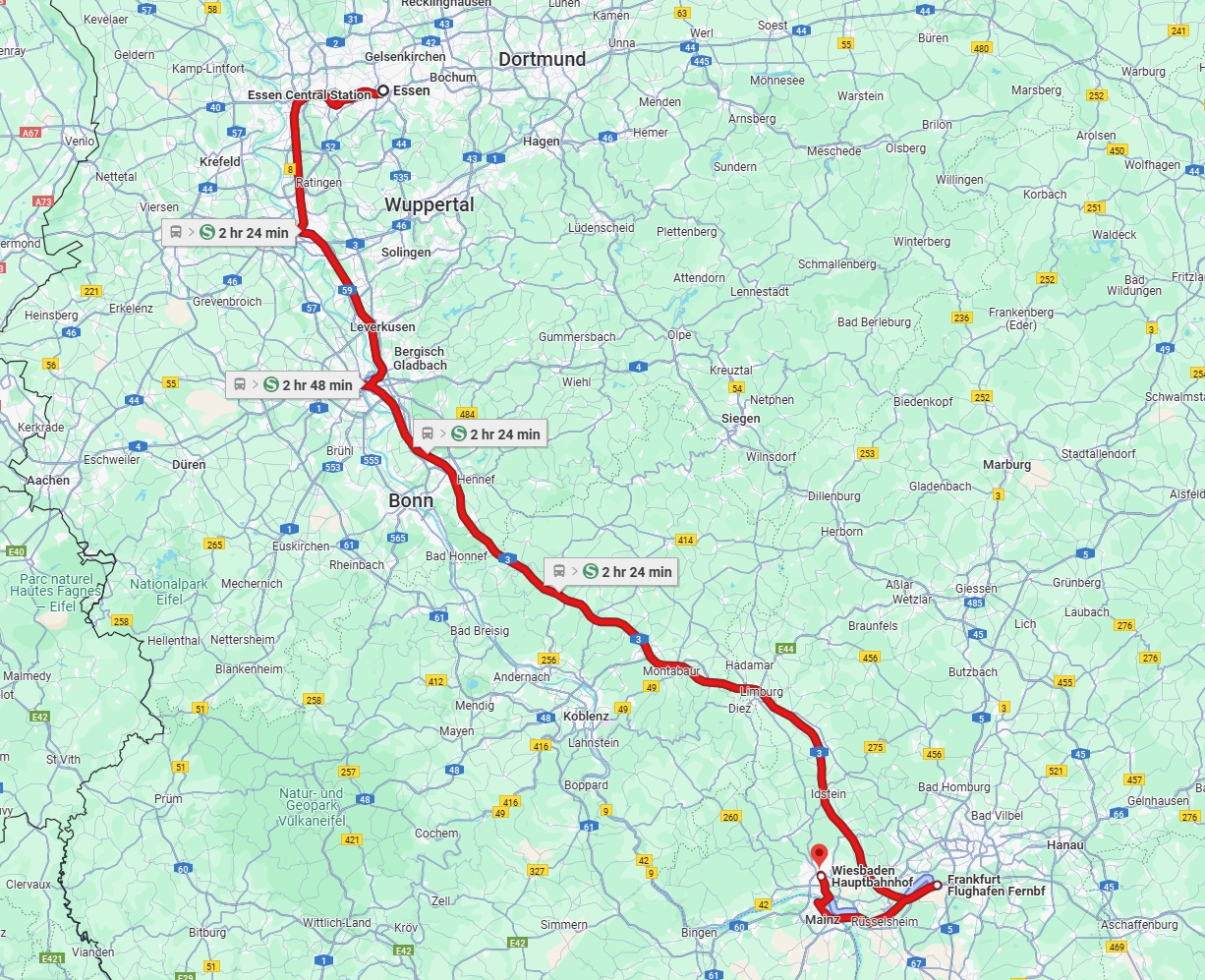 Anreise von Essen Zu Wiesbaden Über 