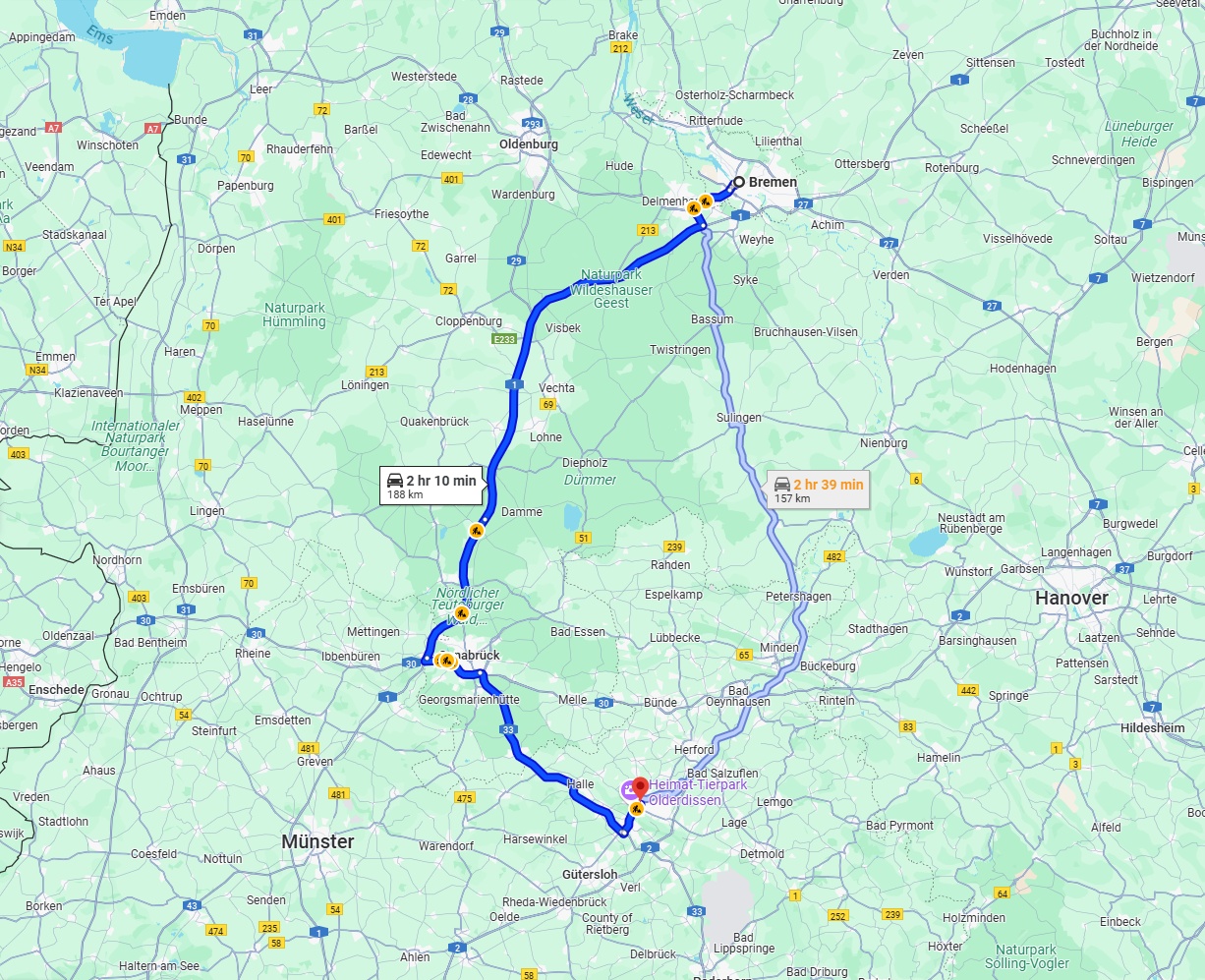 Anreise von Bremen Zu Bielefeld Über via A1