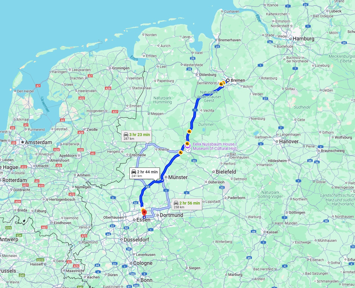 Anreise von Bremen Zu Bochum Über via A1 and A43