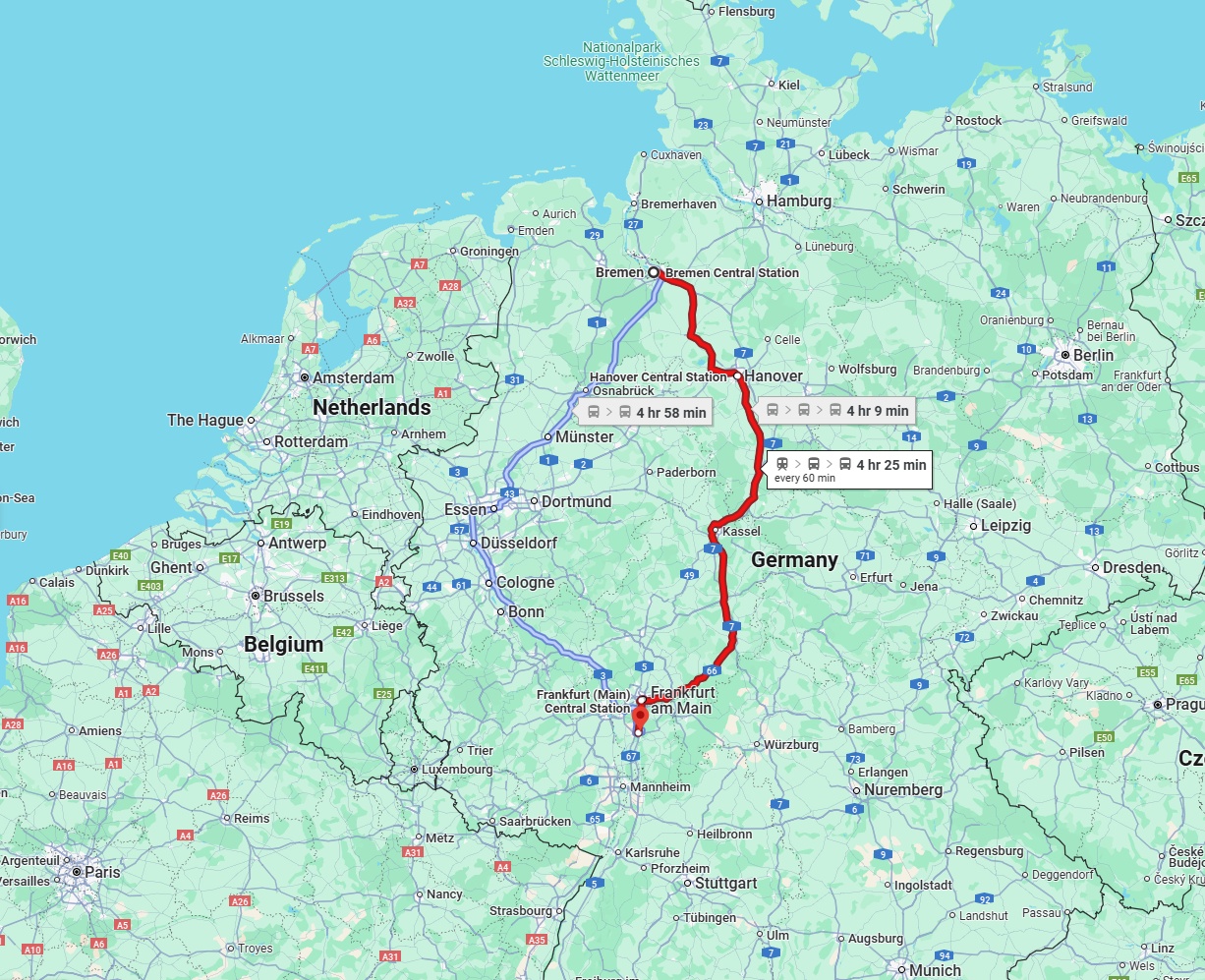 Anreise von Bremen Zu Darmstadt Über 