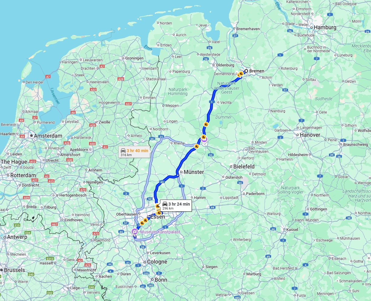 Anreise von Bremen Zu Düsseldorf Über via A1