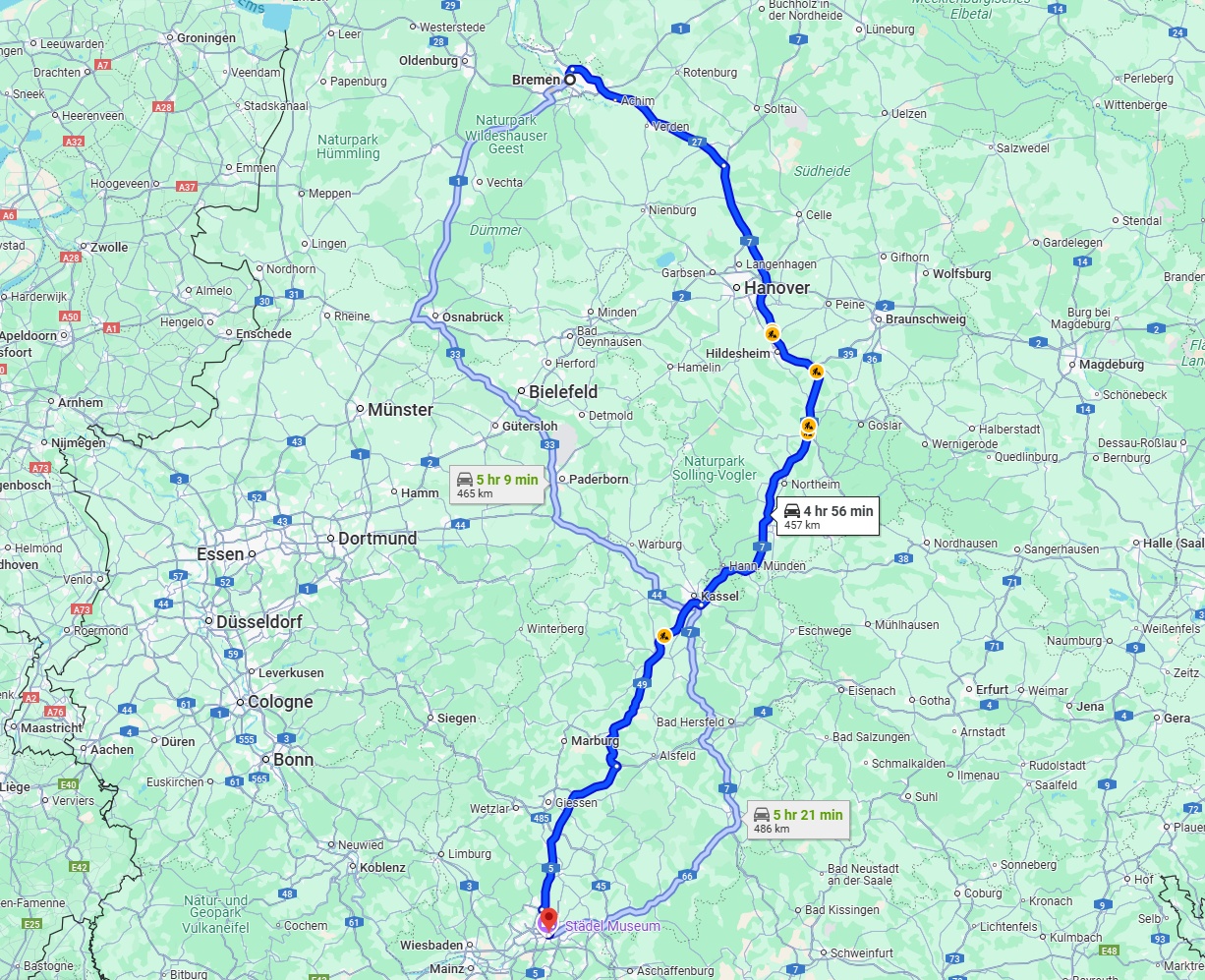Anreise von Bremen Zu Frankfurt am Main Über via A7