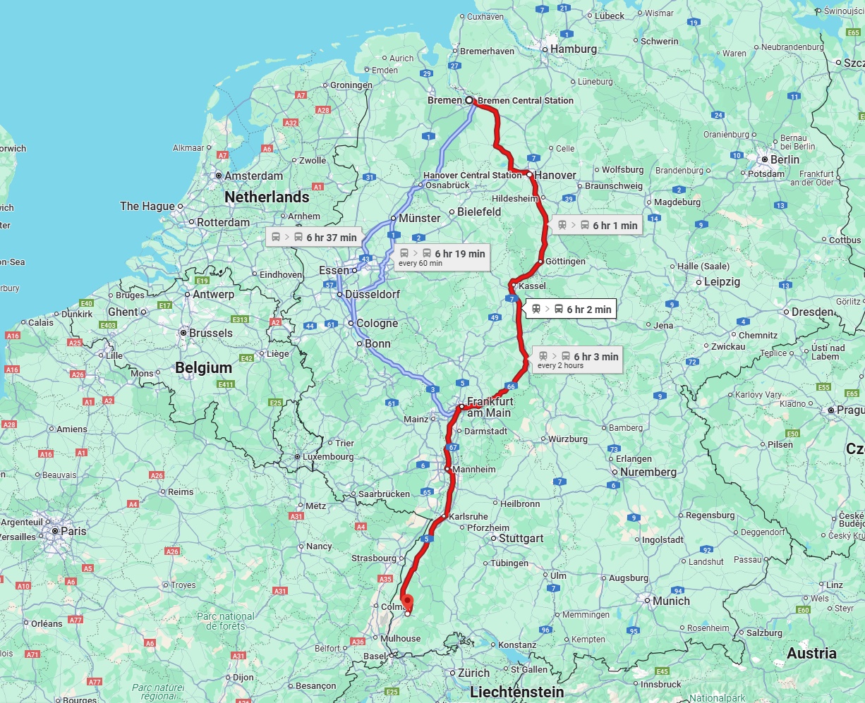 Anreise von Bremen Zu Freiburg im Breisgau Über 