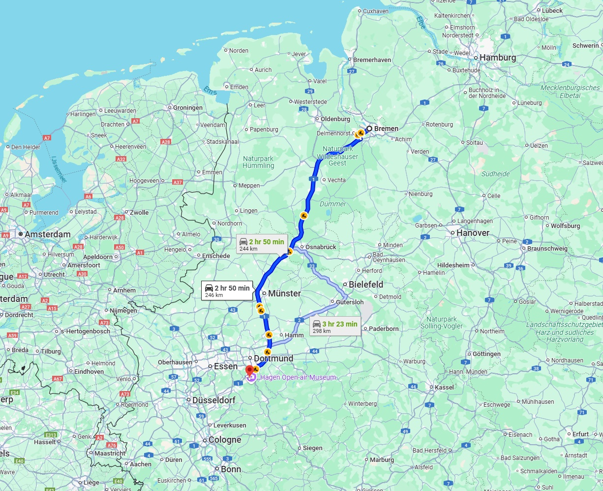 Anreise von Bremen Zu Hagen Über via A1