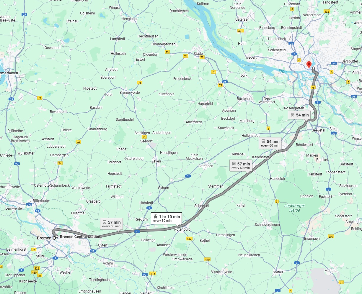 Anreise von Bremen Zu Hamburg Über 