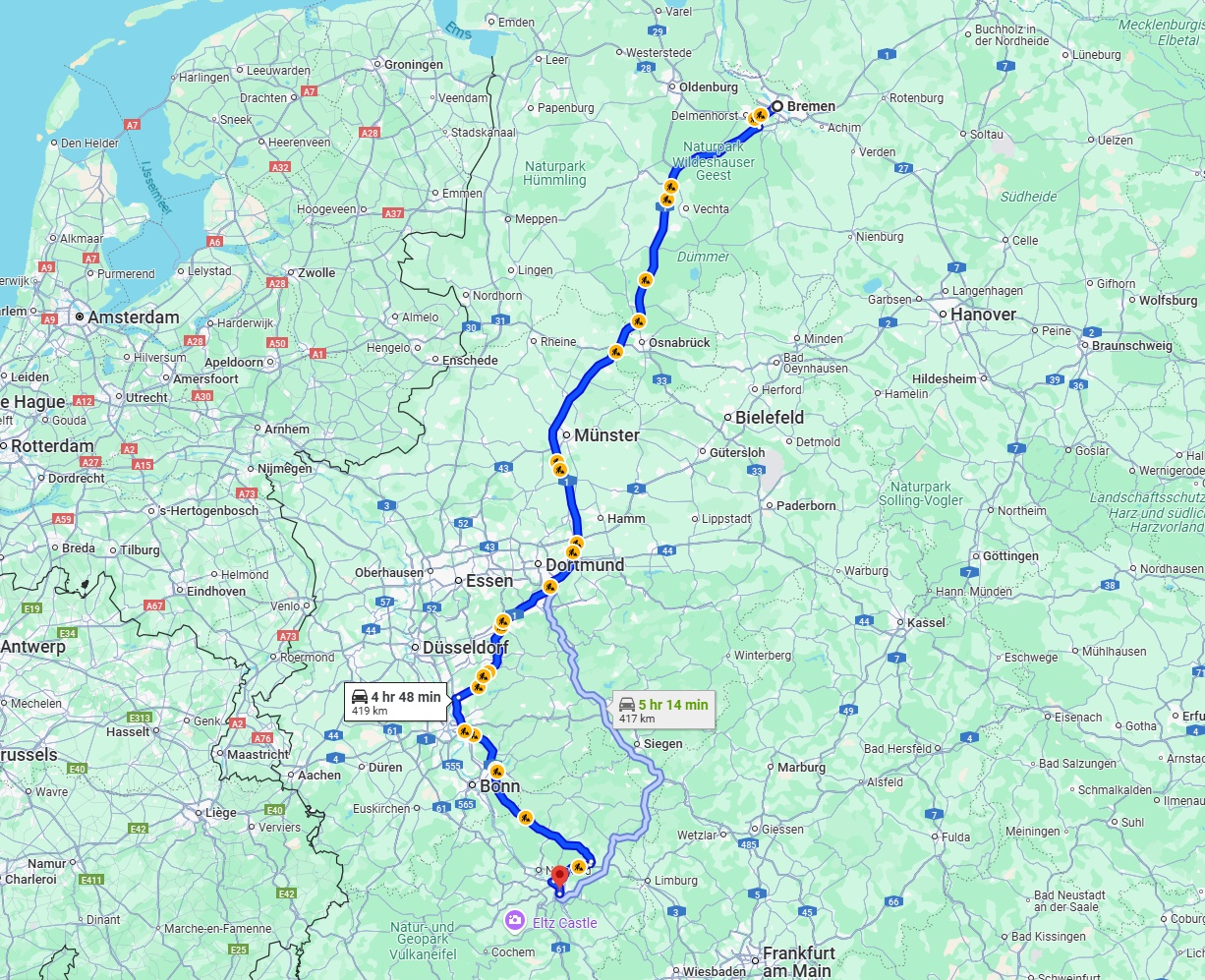 Anreise von Bremen Zu Koblenz Über via A1