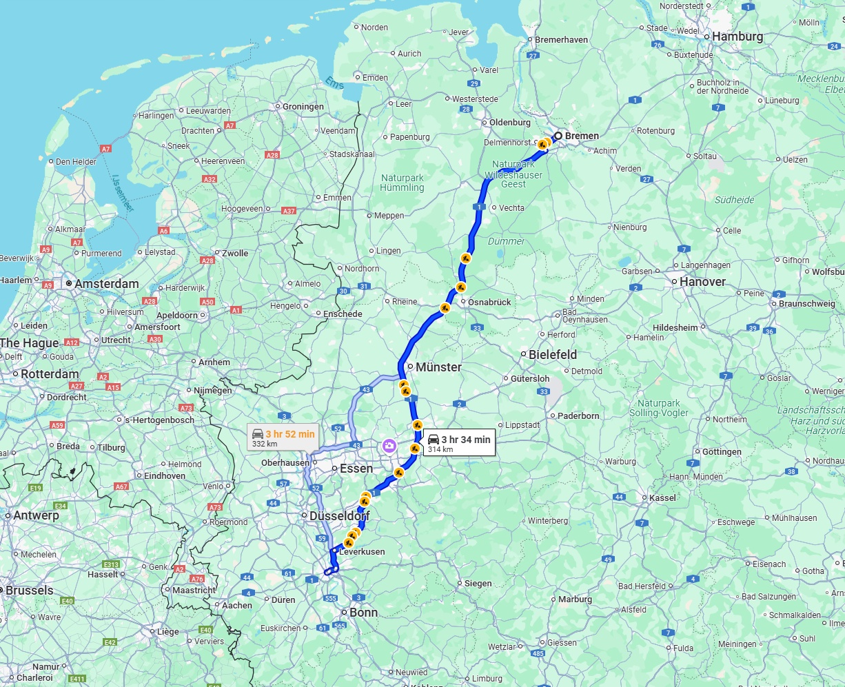 Anreise von Bremen Zu Köln Über via A1
