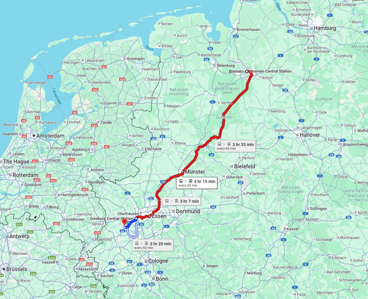 Anreise von Bremen Zu Krefeld Über 