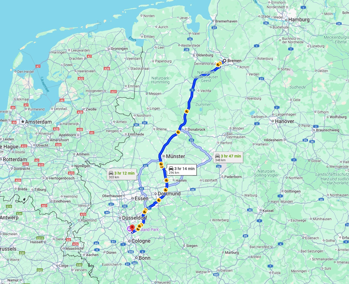 Anreise von Bremen Zu Leverkusen Über via A1