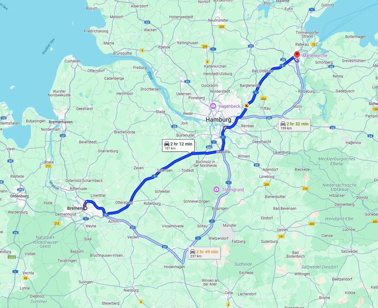 Anreise von Bremen Zu Lübeck Über via A1