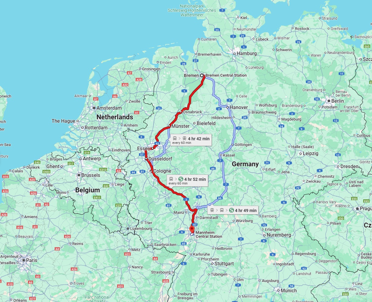 Anreise von Bremen Zu Ludwigshafen am Rhein Über 