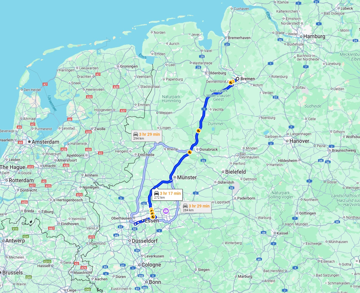 Anreise von Bremen Zu Mülheim an der Ruhr Über via A1