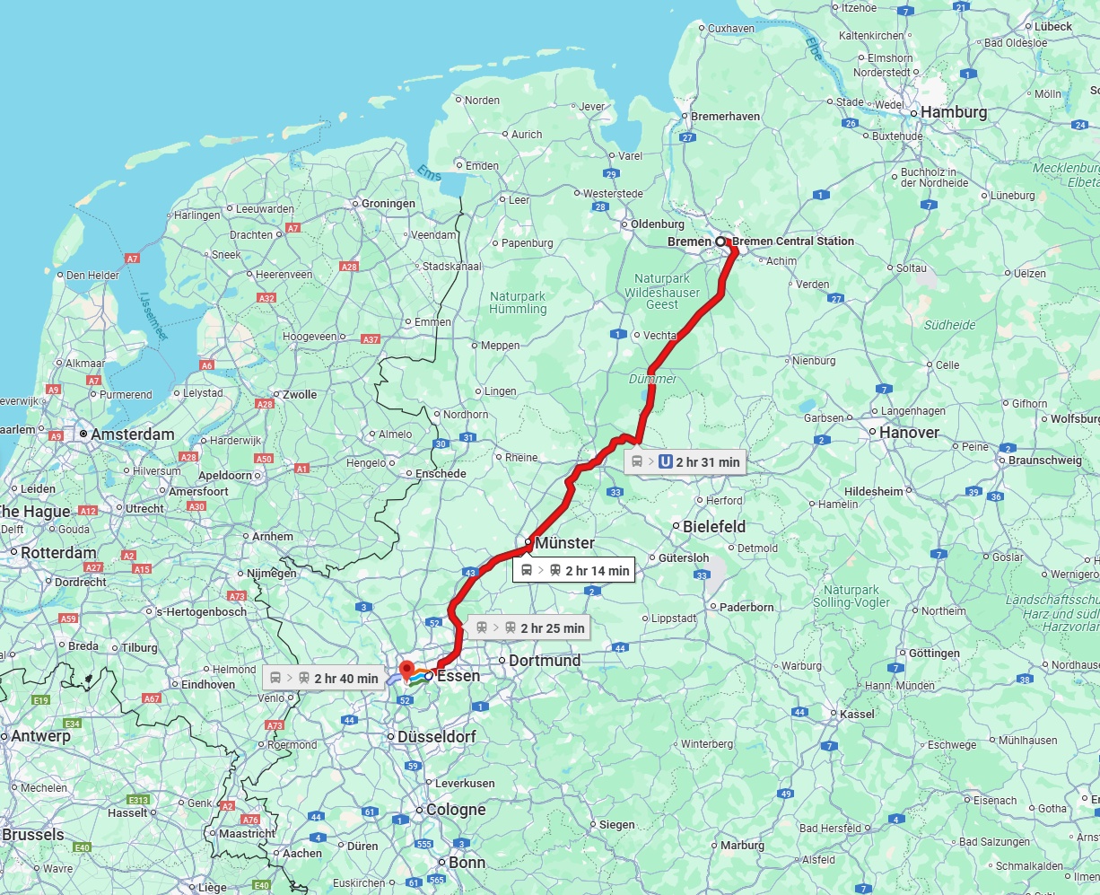 Anreise von Bremen Zu Mülheim an der Ruhr Über 