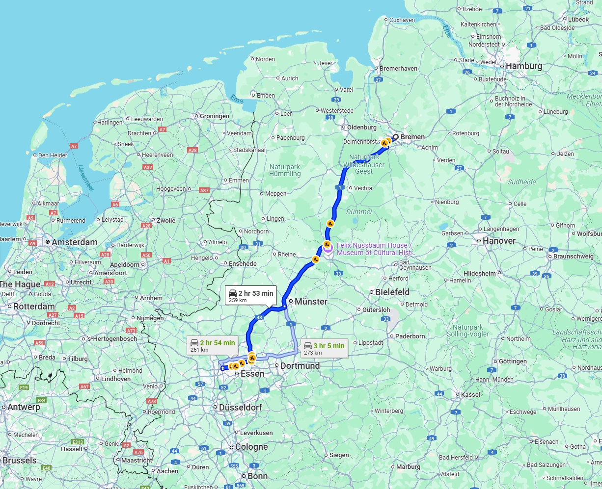 Anreise von Bremen Zu Oberhausen Über via A1