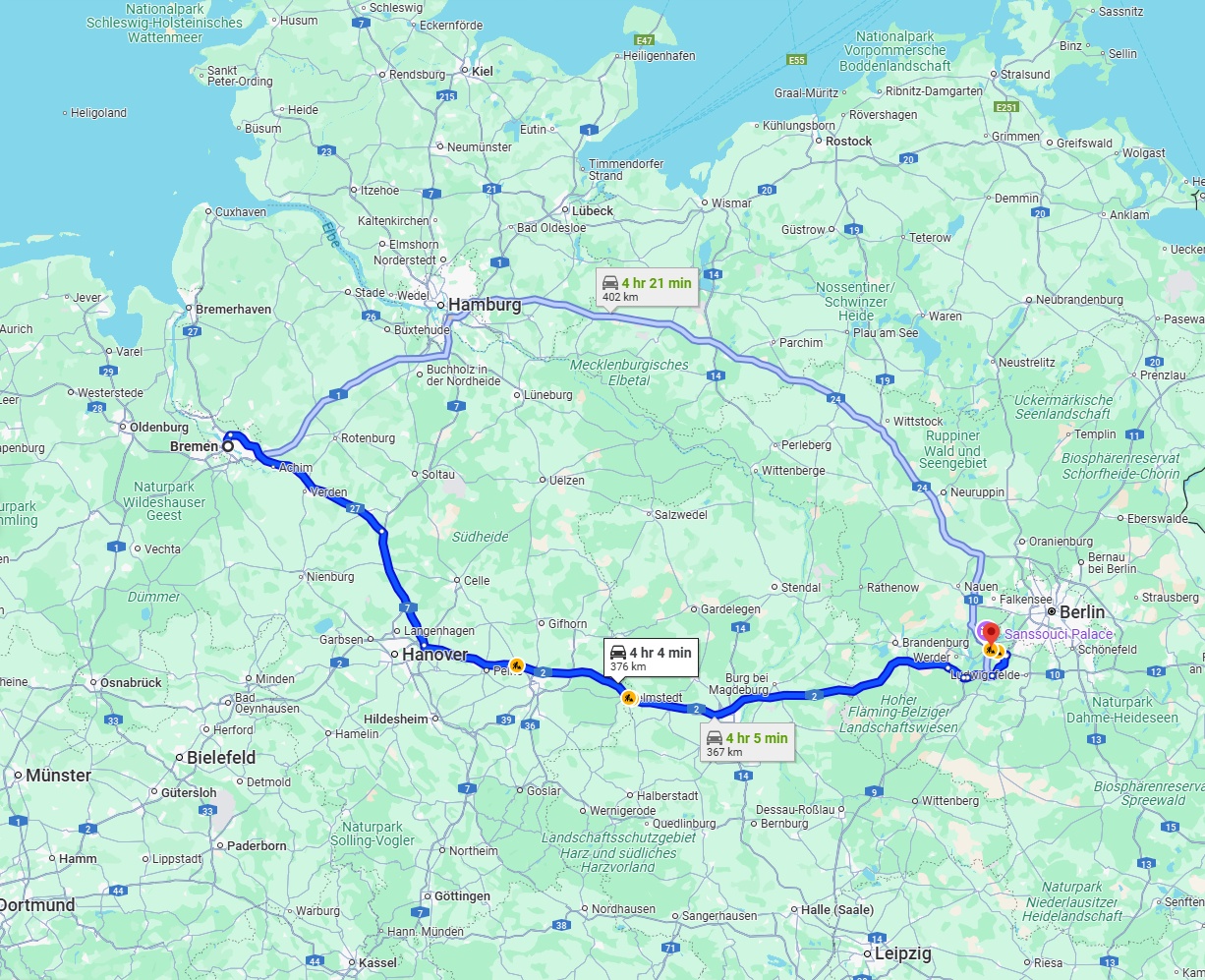 Anreise von Bremen Zu Potsdam Über via A2