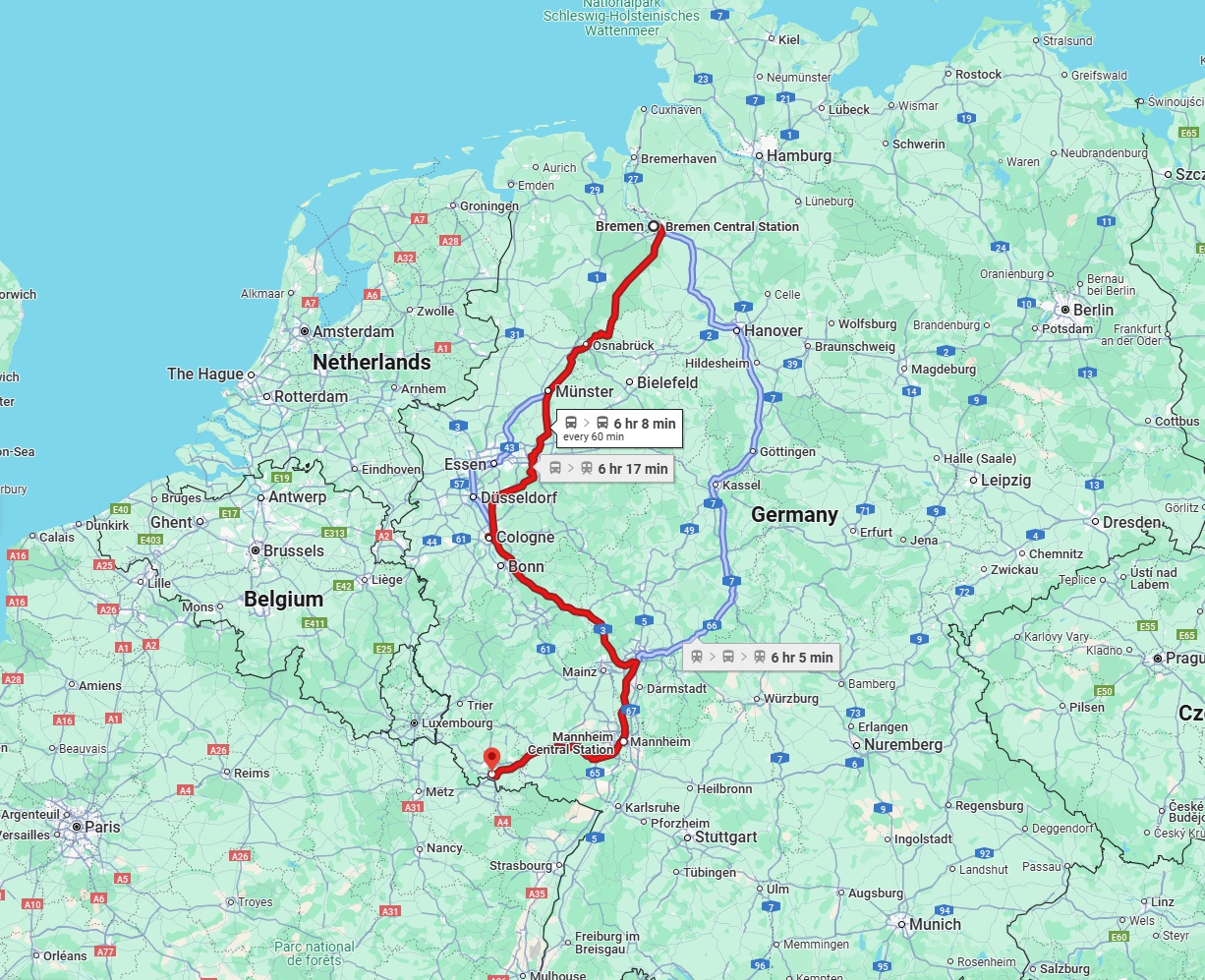 Anreise von Bremen Zu Saarbrücken Über 