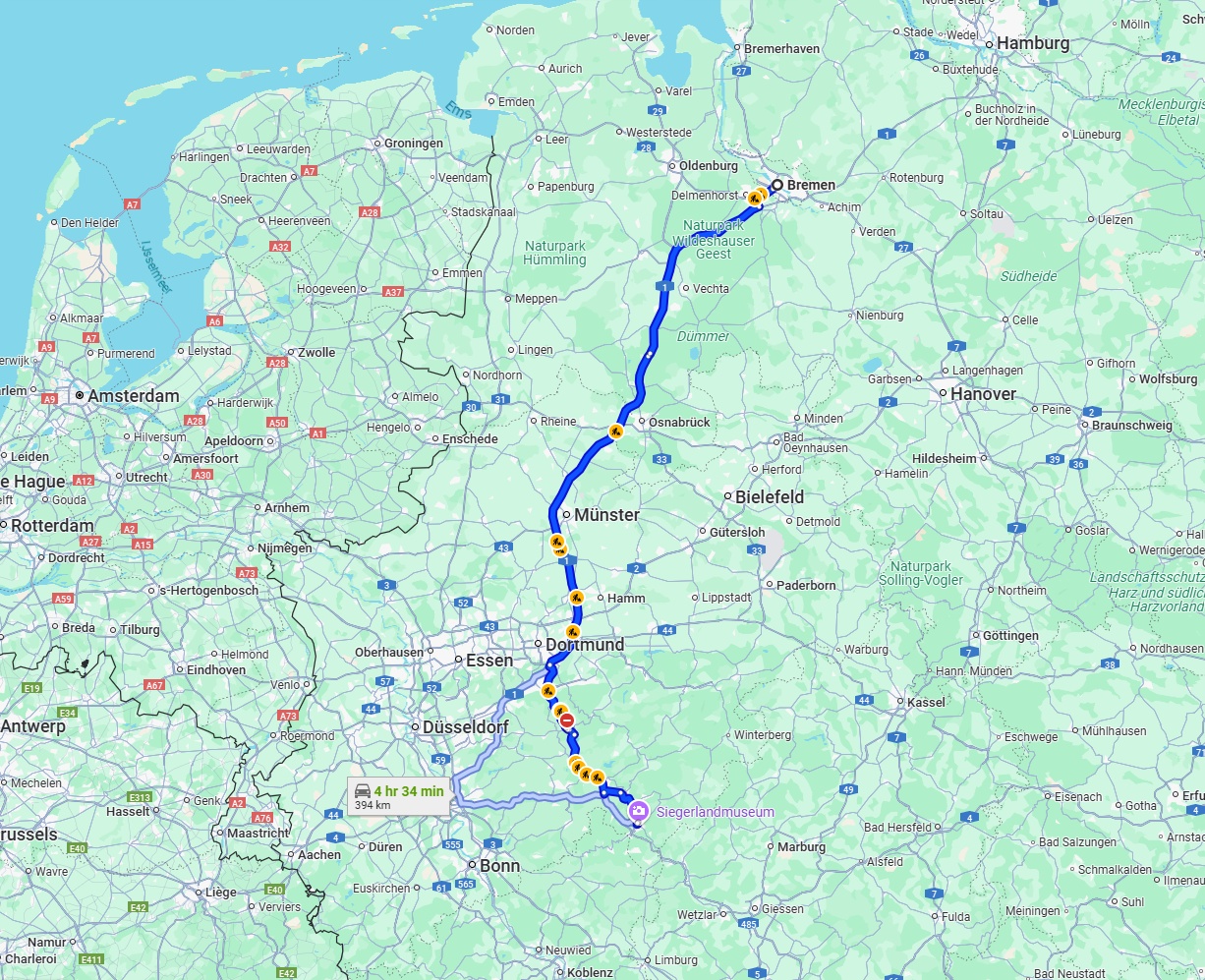 Anreise von Bremen Zu Siegen Über via A1