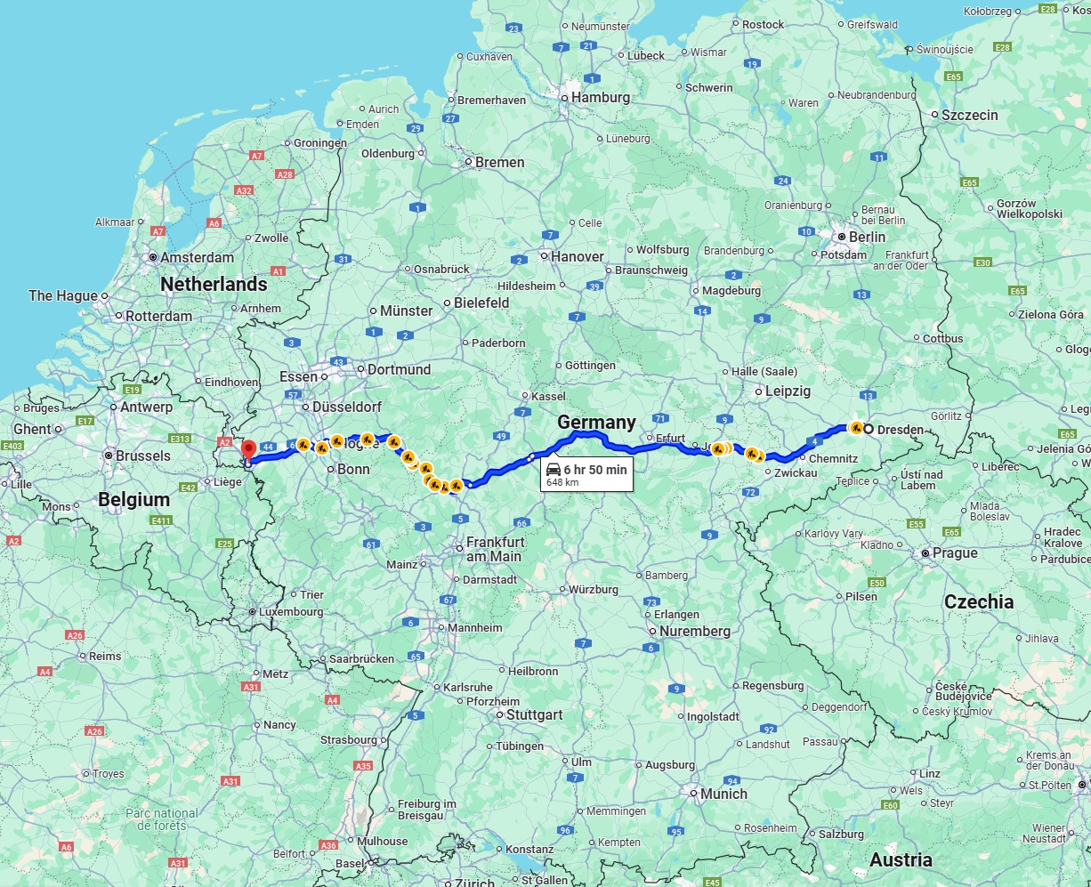 Anreise von Dresden Zu Aachen Über via A4