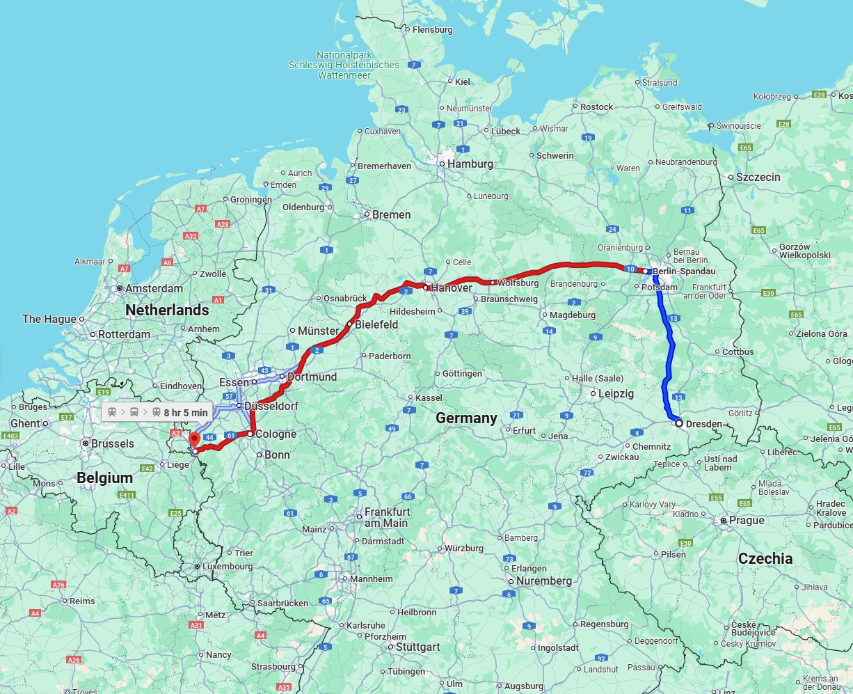 Anreise von Dresden Zu Aachen Über 