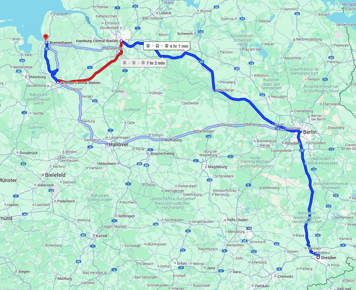 Anreise von Dresden Zu Bremerhaven Über 