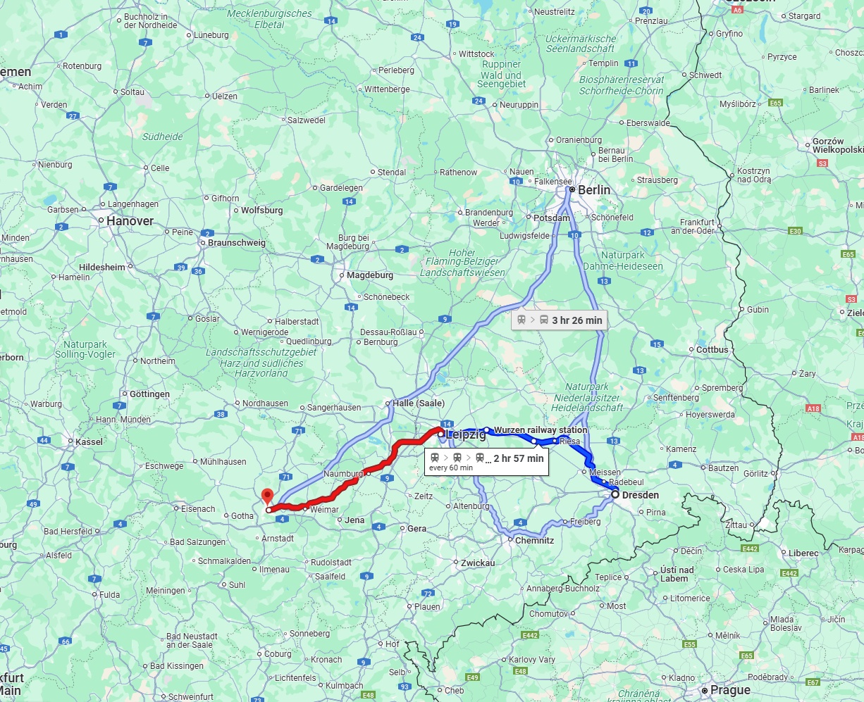 Anreise von Dresden Zu Erfurt Über 