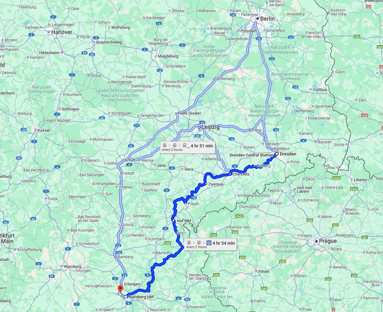 Anreise von Dresden Zu Fürth Über 