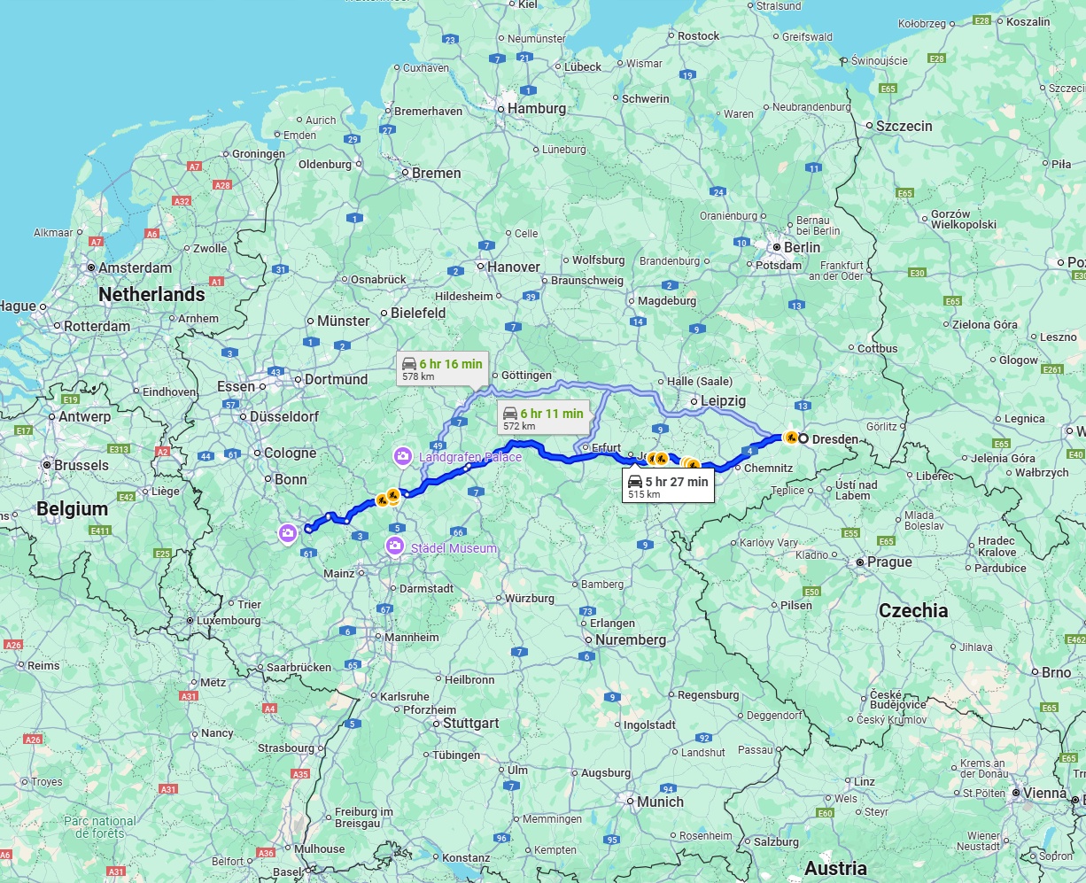 Anreise von Dresden Zu Koblenz Über via A4
