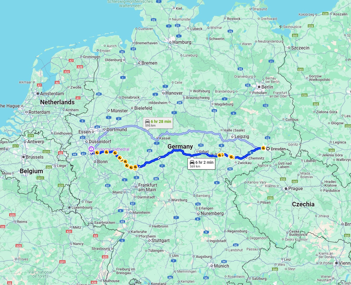 Anreise von Dresden Zu Köln Über via A4