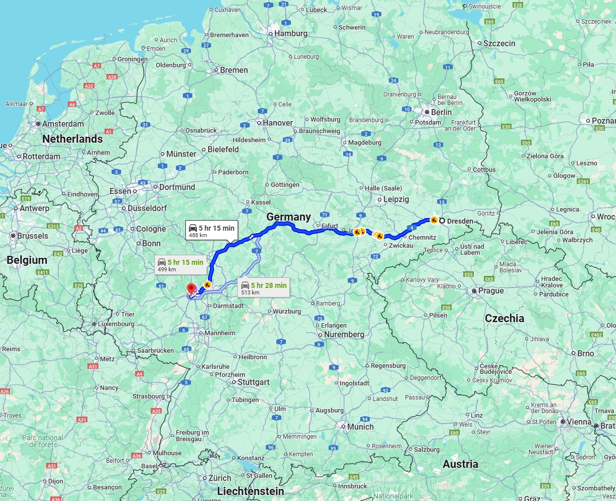 Anreise von Dresden Zu Mainz Über via A4