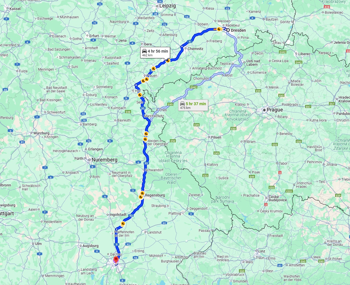 Anreise von Dresden Zu München Über via A93