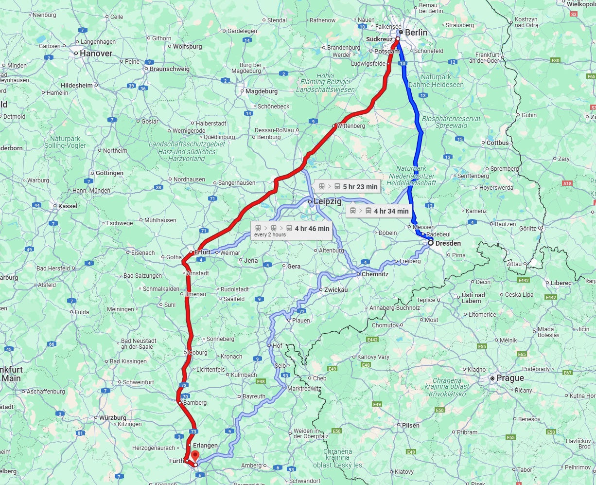 Anreise von Dresden Zu Nürnberg Über 