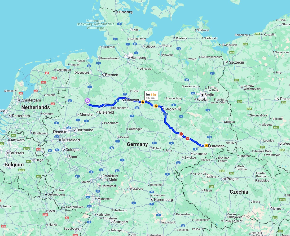 Anreise von Dresden Zu Osnabrück Über via A14 and A2