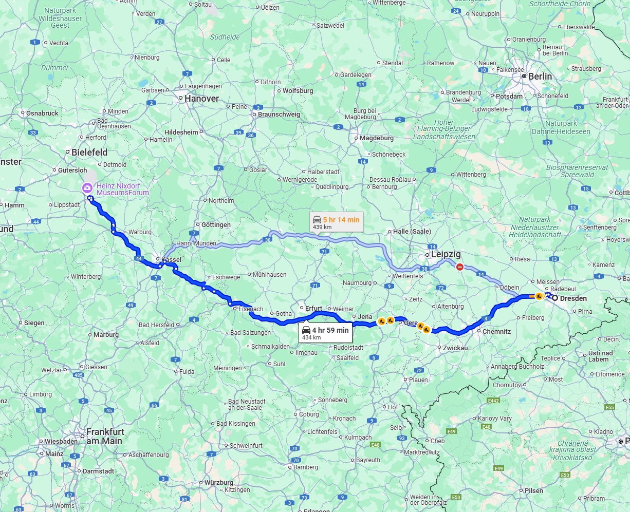 Anreise von Dresden Zu Paderborn Über via A4