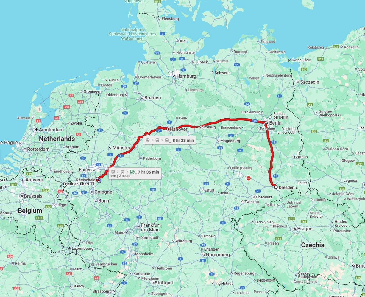 Anreise von Dresden Zu Remscheid Über 