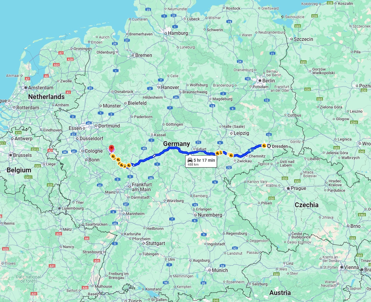 Anreise von Dresden Zu Siegen Über via A4