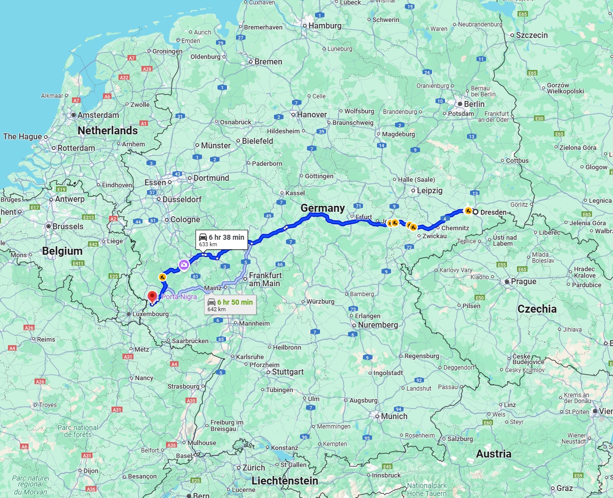 Anreise von Dresden Zu Trier Über via A4