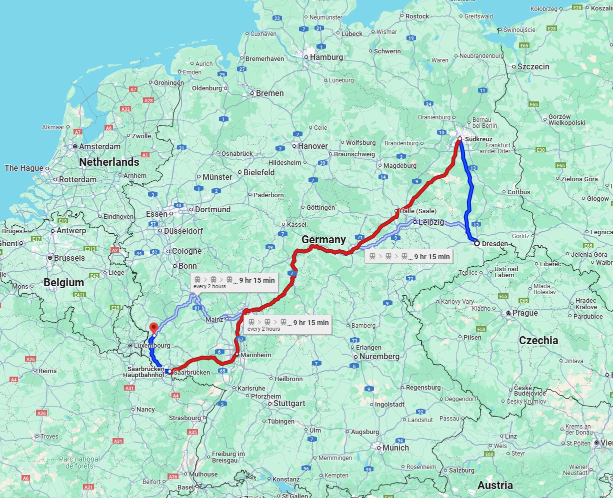Anreise von Dresden Zu Trier Über 