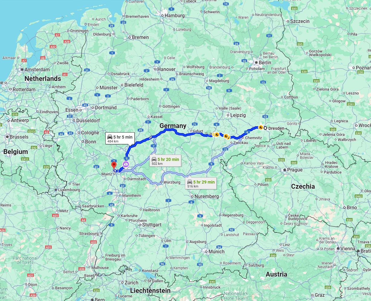 Anreise von Dresden Zu Wiesbaden Über via A4
