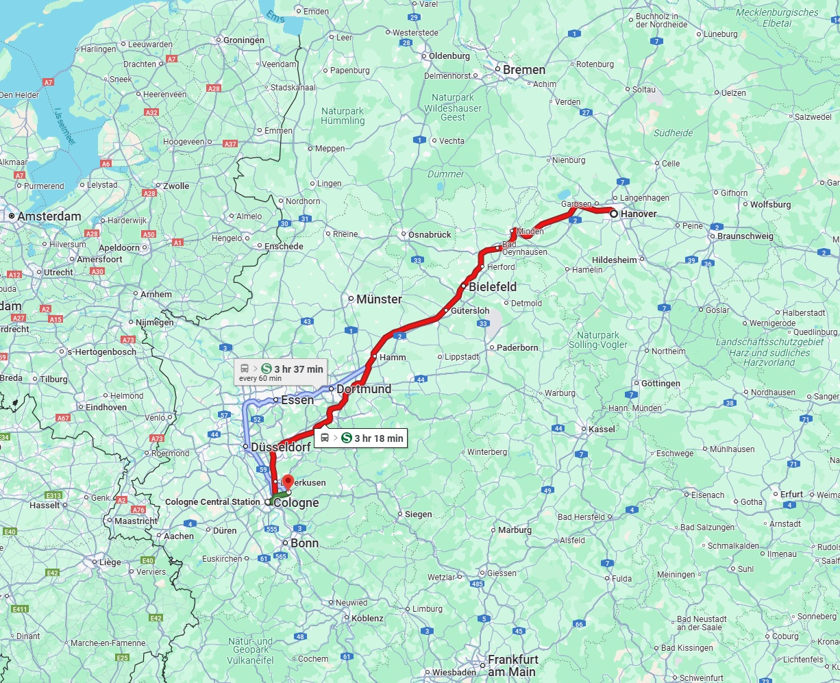 Anreise von Hannover Zu Bergisch Gladbach Über 