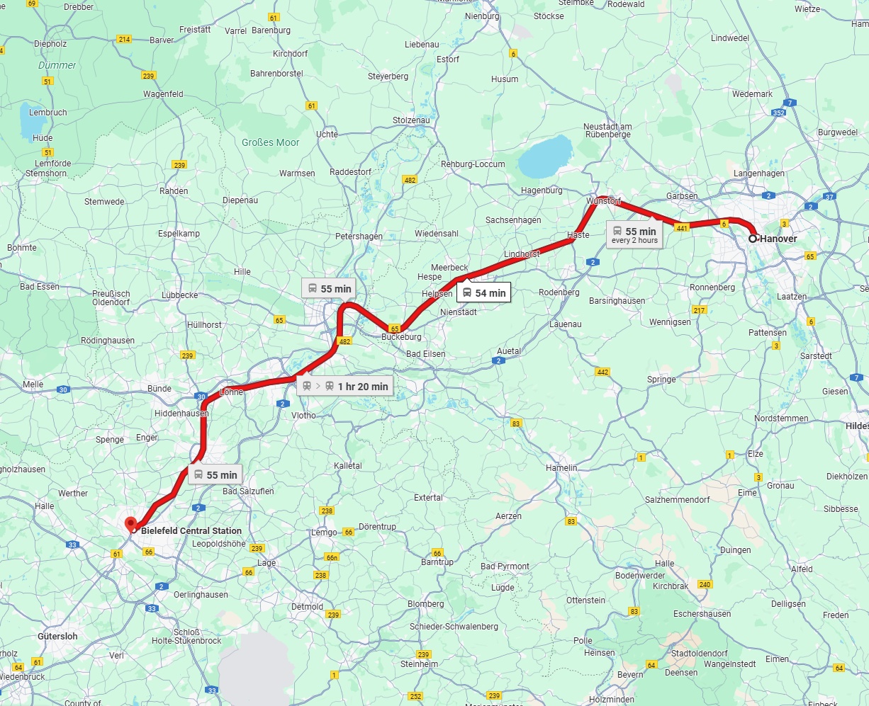 Anreise von Hannover Zu Bielefeld Über 