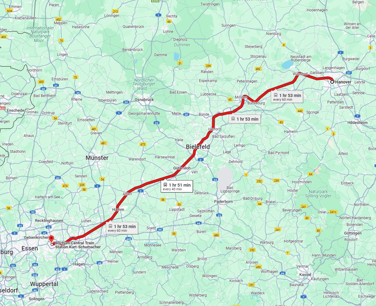 Anreise von Hannover Zu Bochum Über 