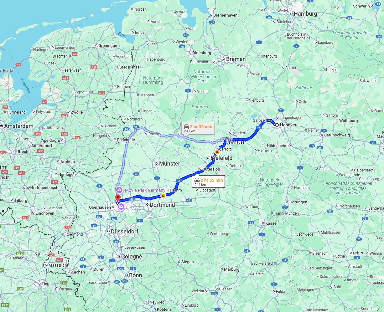 Anreise von Hannover Zu Bottrop Über via A2