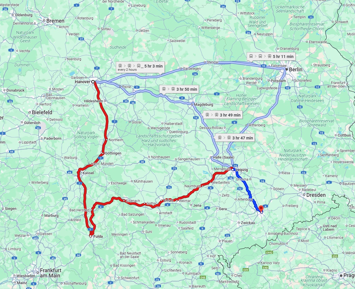 Anreise von Hannover Zu Chemnitz Über 